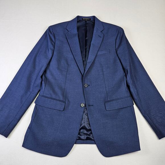 Banana Republic Mens Sharkskin Blazer Slim Fit Jacket 40R Navy Blue Stretch NEW - Picture 3 of 14